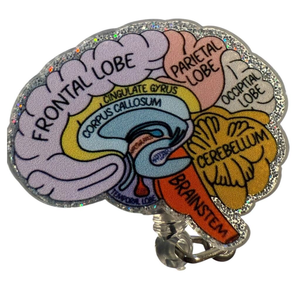 Anatomical Brain Retractable ID Badge Reel, Neurologist, Nurse, Neurology, NWT